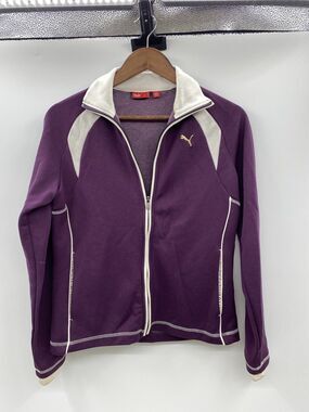 Puma Sweater Womens Small Purple White Lightweight Outdoors Full Zip Ladies